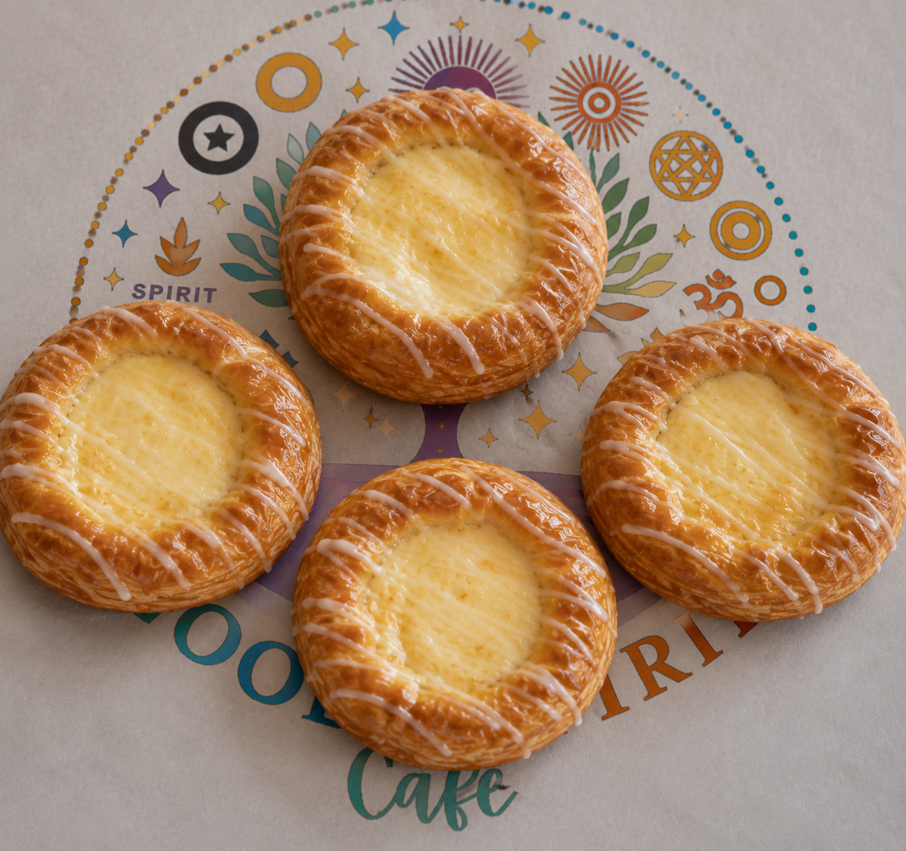 Glazed cheese danishes fresh from the café kitchen