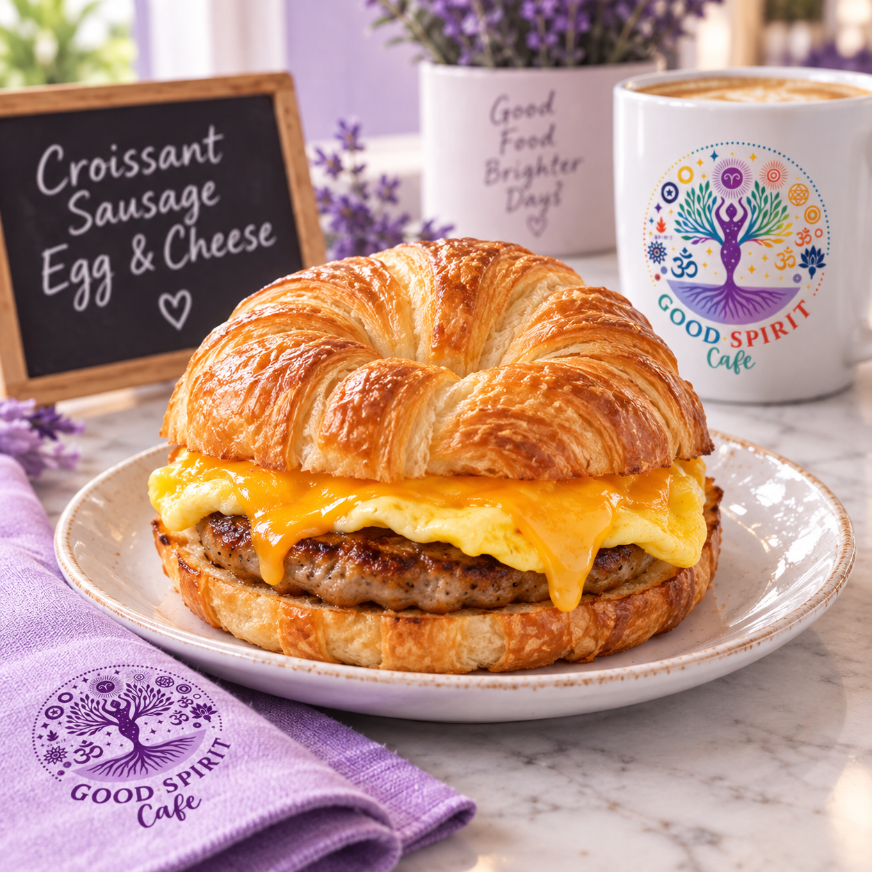 Breakfast sandwich at Good Spirit Cafe